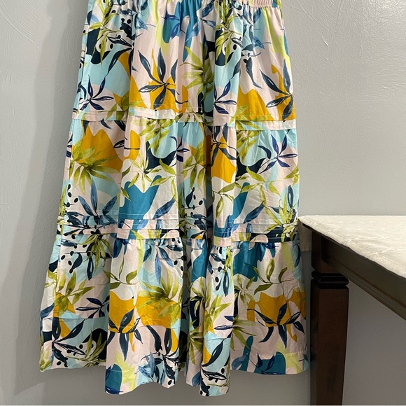 CYNTHIA ROWLEY Cotton Tiered Maxi Dress Floral popover Size 2X NWT resortwear - Picture 5 of 11